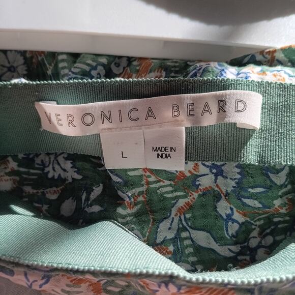 Veronica Beard Hazel Green Floral Asymmetric Ruffle Skirt L - Picture 6 of 7